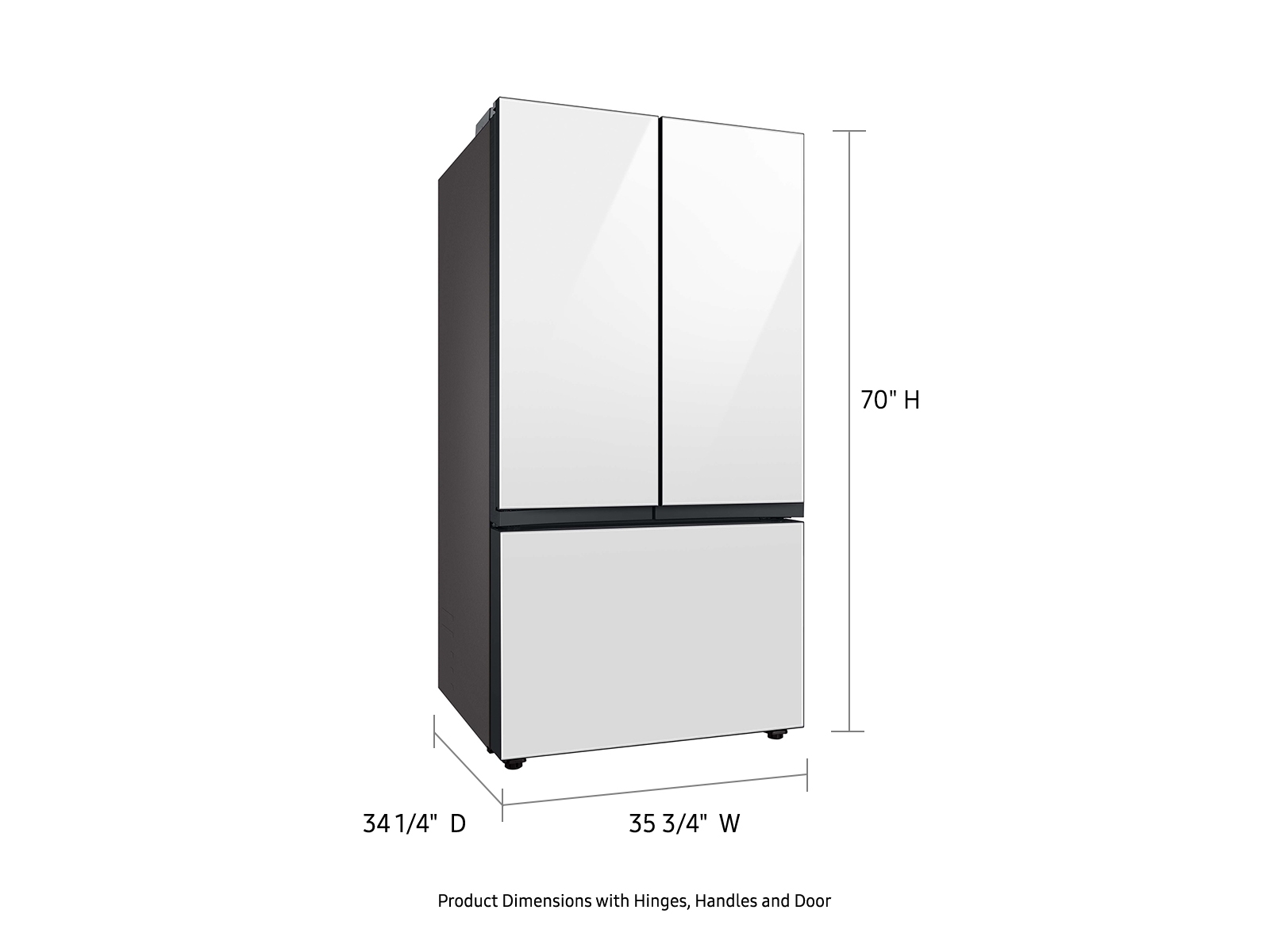 Thumbnail image of Bespoke 3-Door French Door Refrigerator (30 cu. ft.) with Beverage Center™ in White Glass