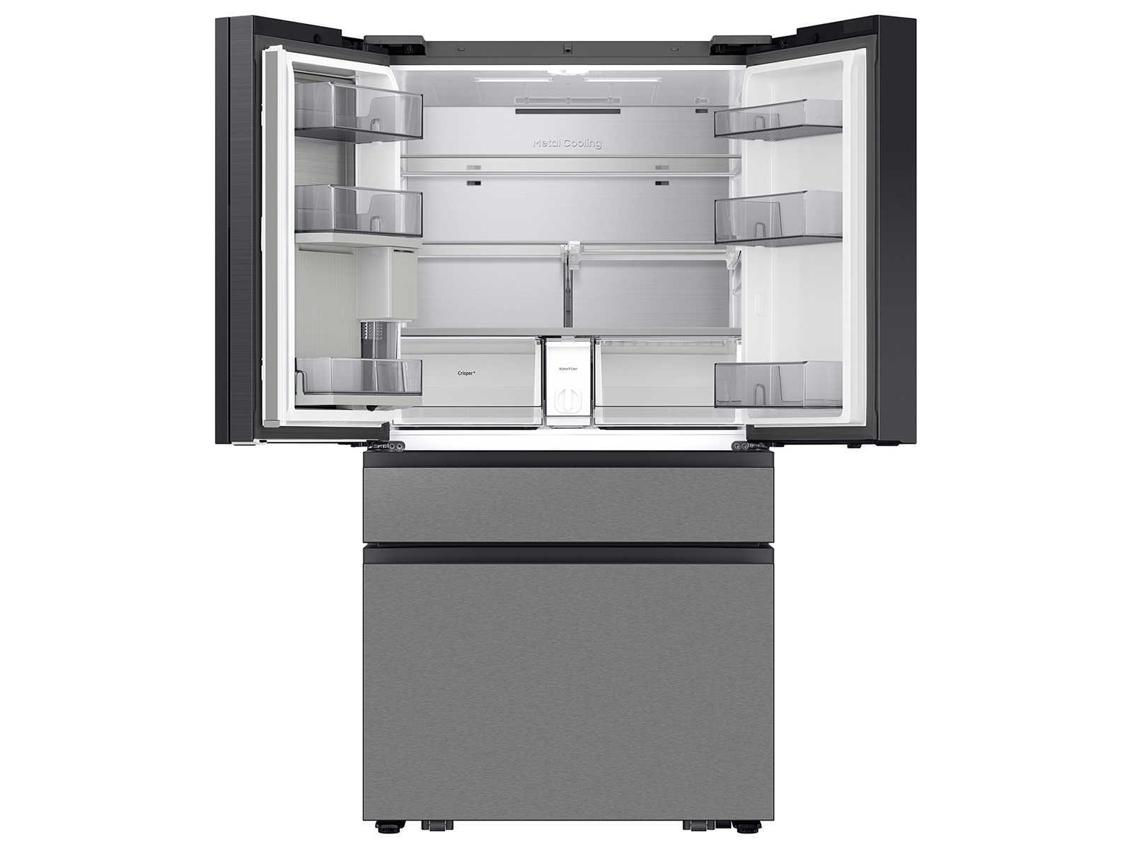 Thumbnail image of Bespoke 29 cu. ft. 4-Door French Door Refrigerator with AI Home & AI Vision Inside™ in Charcoal Glass and Stainless Steel