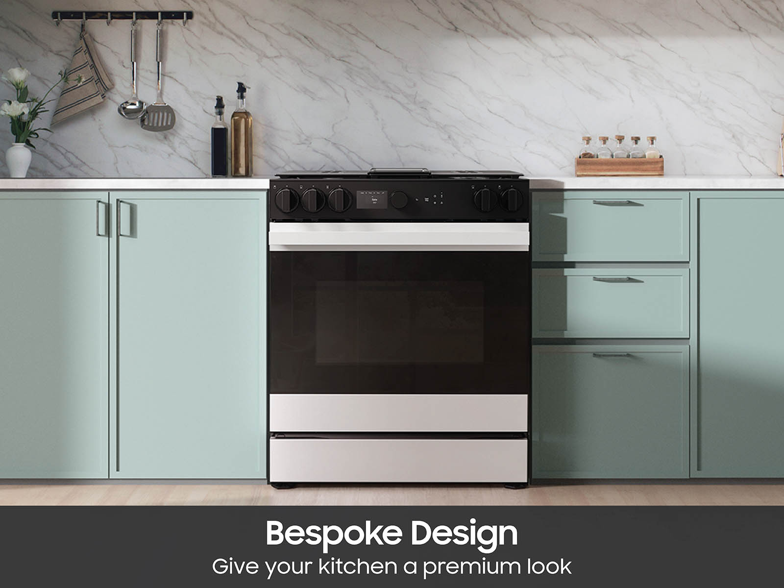 Thumbnail image of Bespoke 6.0 cu. ft. Smart Slide-In Gas Range with Smart Oven Camera & Illuminated Precision Knobs in White Glass