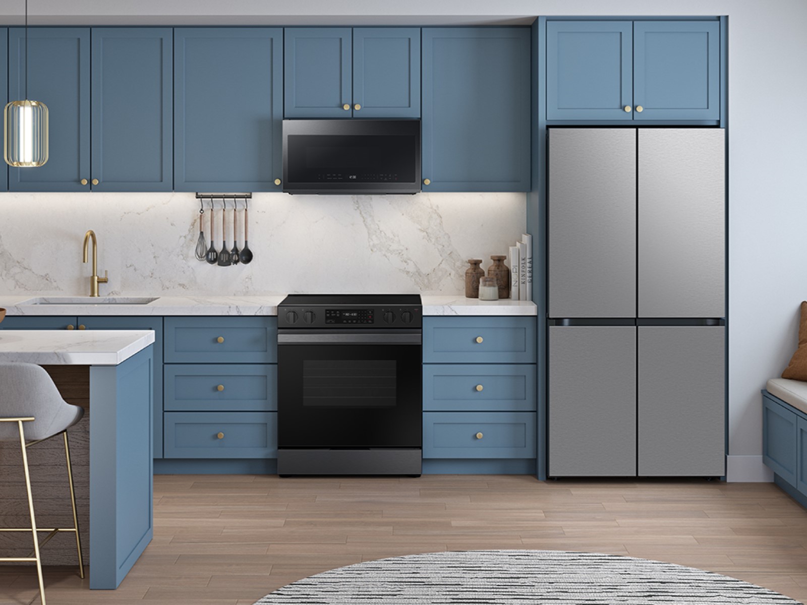 Thumbnail image of Bespoke 4-Door Flex™ Refrigerator (29 cu. ft.) with Beverage Center™ in Stainless Steel – (with Customizable Door Panel Colors)