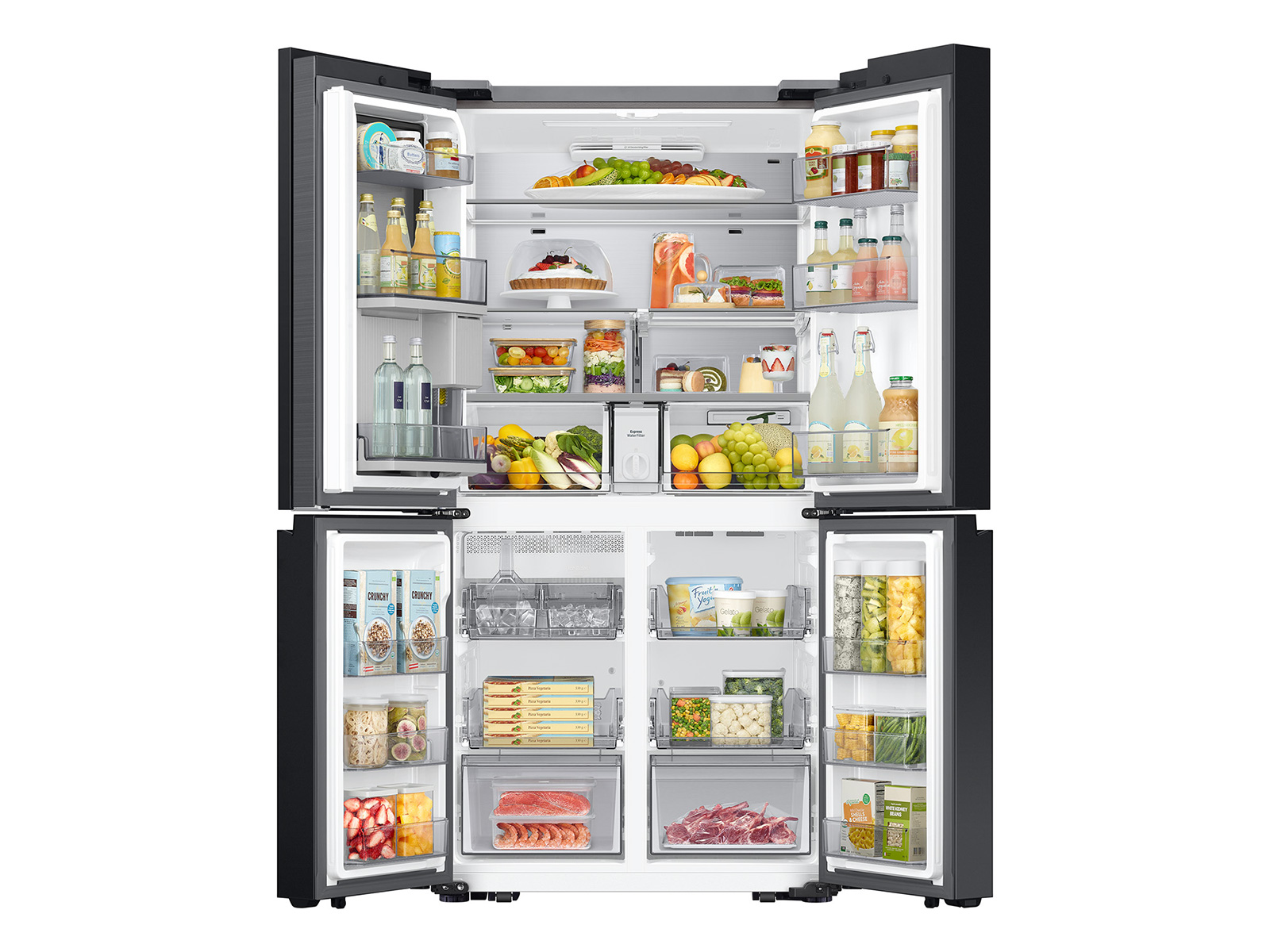 Thumbnail image of Bespoke 4-Door Flex™ Refrigerator (29 cu. ft.) with Beverage Center™ in Stainless Steel – (with Customizable Door Panel Colors)