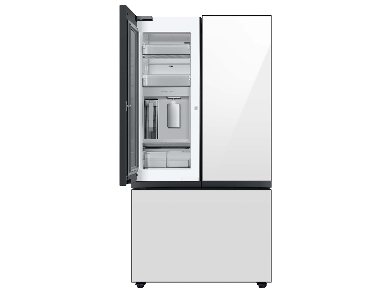 Thumbnail image of Bespoke 3-Door French Door Refrigerator (30 cu. ft.) with Beverage Center™ in White Glass