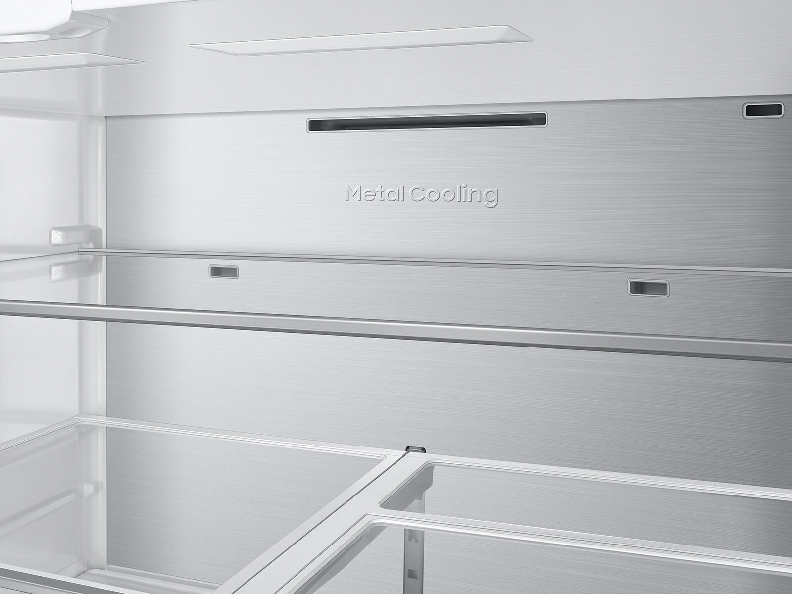 Thumbnail image of Bespoke 23 cu. ft. Counter Depth 4-Door French Door Refrigerator with AI Family Hub™+ & AI Vision Inside™ in Charcoal Glass and Stainless Steel