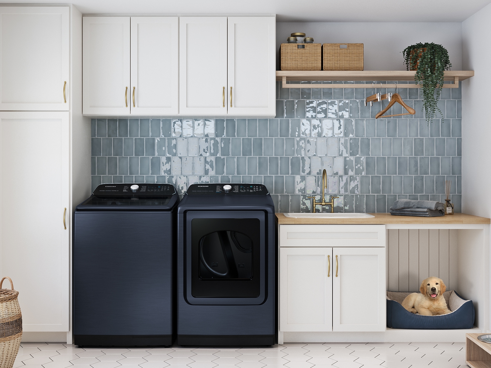 Thumbnail image of 5.4 cu. ft. Smart Top Load Washer with Pet Care Solution and Super Speed Wash in Brushed Navy